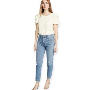 Amanda Uprichard Merris Top Ivory White Puff Sleeve Revolve Large